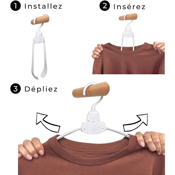 Fällbara galgar, set om 10, vita, ergonomisk anti-deformationsdesign, platsbesparande, resor, 100 % praktiska, avtagbara, halkfria, snabbtorkande, Resi