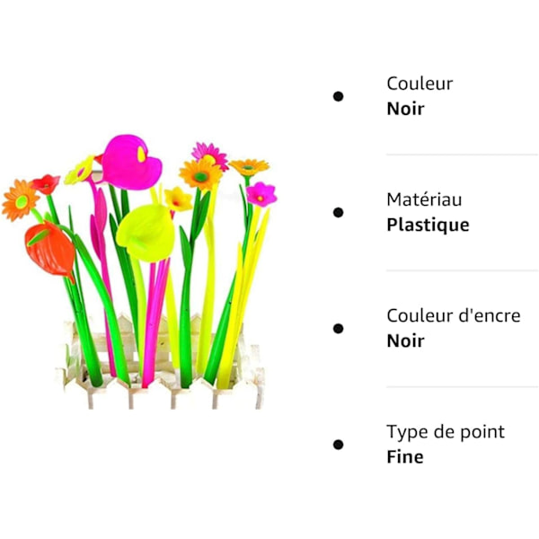 Fancy Flower Kuglepen Sæt (10 stk) Sort 0,5 mm Tilfældig Hår Style Græs Gel Blæk Pen Skole Børn Studerende Gave af Tily