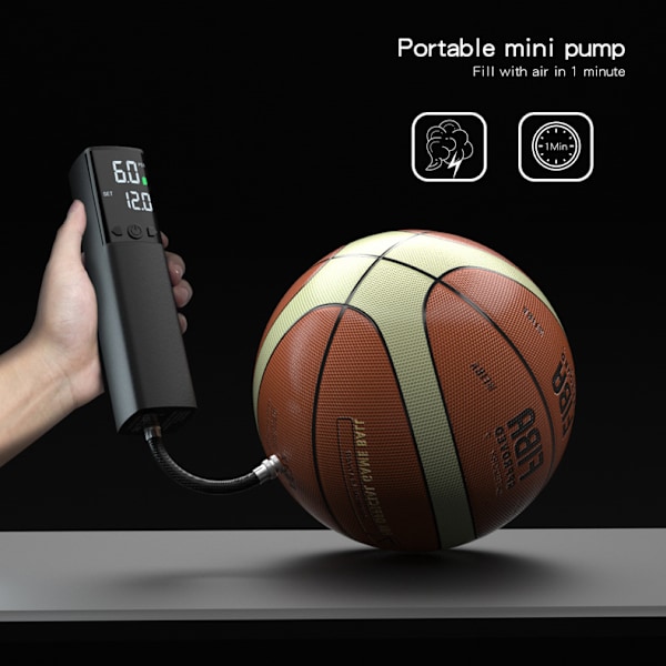 1 Elektrisk Bollpump Smart Luftpump Bärbar Snabb Uppblåsning med Noggrann Tryckmätare och Digital LCD-Skärm för Fotboll, Basketboll, Volleyboll