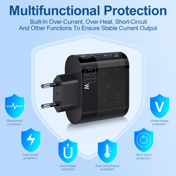 Mobiltelefonoplader 3.5A Tablet Rejseoplader Ladehoved - 6USB - Europæisk standard hvid
