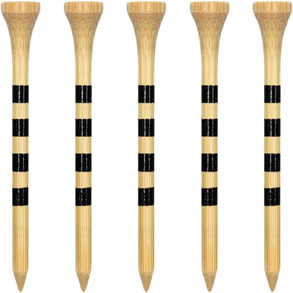 Bamboo Golf Tee 70 mm Pakke med 100, Natural Color, Golf Stripe bamb