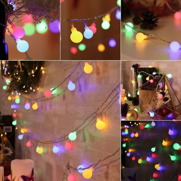 Flerfärgade ljusslingor, 50 LED-julgranskulor 8 lägen med timerfunktion, vattentäta LED-ljusslingor för inomhus och utomhus, sovrum, Pa