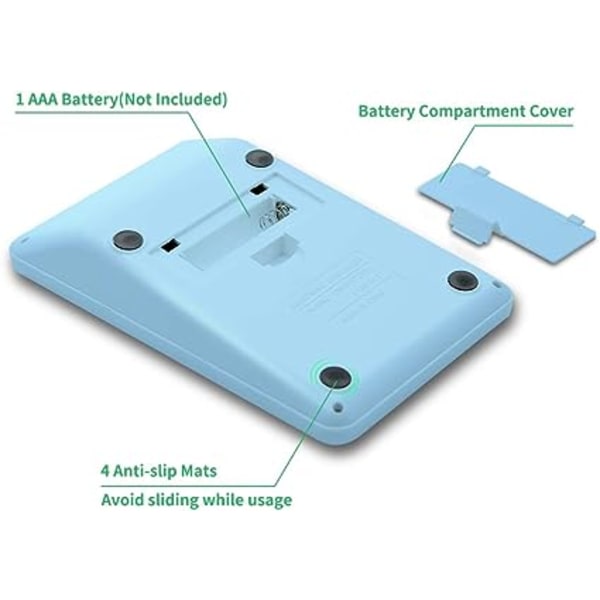 Skrivebordslommeregner (blå) med LCD-skærm, følsomme knapper, solcelledrevet og batteridrevet lommeregner til lærere, studerende og kontorer