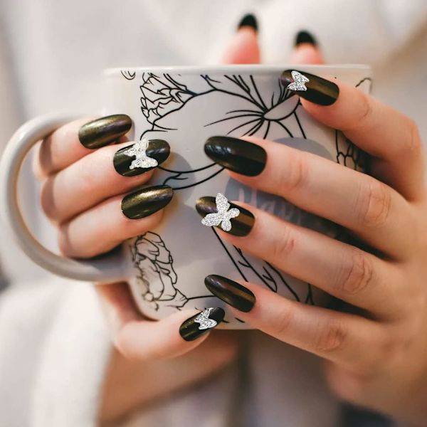 30 stk. sommerfugleformede neglepynt i legering, rhinsten-sløjfeformet neglepynt, til manicure, neglekunst, gør-det-selv-tilbehør, dekoration, manicure, neglepynt, tre stilarter