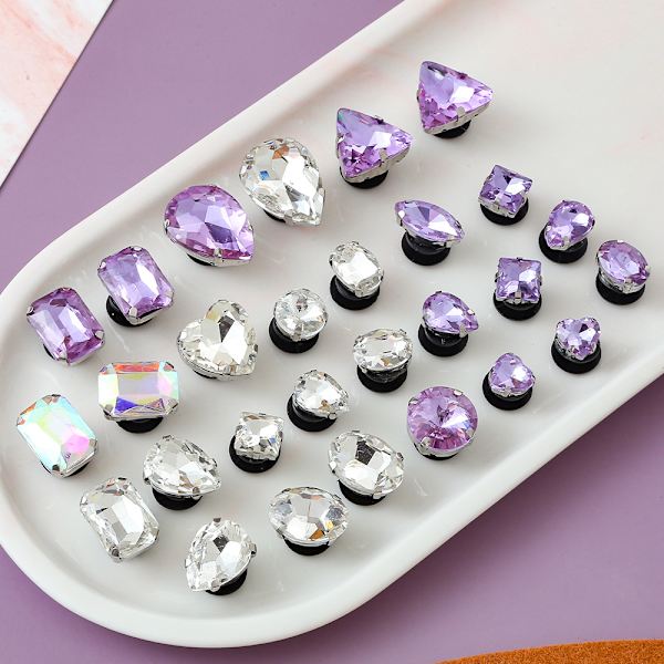 20 stk 3D Clog Sandal Smykker (Hvit Ametyst), Sko Charms, Søte Sko Smykker for Clogs Sko Sandal Armbånd DIY