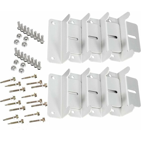 Set med 2 Z-formade fixeringssystem för montering av solpaneler, för husvagn, båt, bil, lastbil, hem, montering utanför grödor på taket (8 stöd totalt)