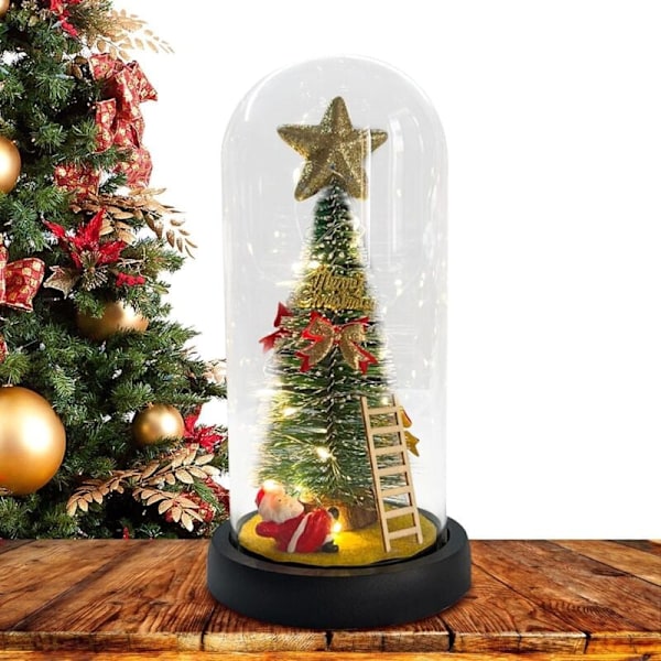 Ännu en dekoration till jul, Tomte Snöglob, Jul-snöboll med LED-ljus - Upplyst bordslykta med juldekoration