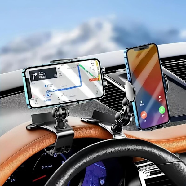 2 kpl auton puhelinteline kojelautaan, 360° kääntyvä älypuhelinteline autoon, kannettava autoteline, autotarvikkeet kaikille älypuhelimille