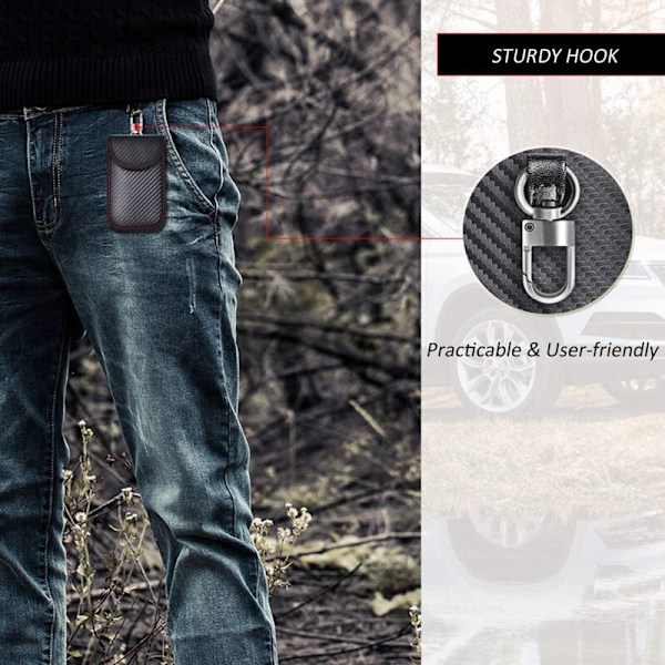 ETUI Anti Rfid Nyckel Bil Signal Faraday Faraday Ficka Backup, Set med 2 Fickor RFID signalblockering för bilnyckel, anti rfid fiber fiberskyddsfodral