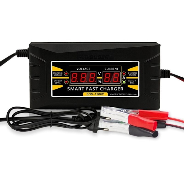 Passer til SON1206D batterioplader med bilkabel, smart batterioplader, hurtig remvisning (12v6a)