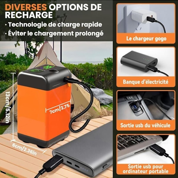 Camping Duschkit, Portabel Campingdusch, 6000mAh Uppladdningsbar Elektrisk Duschpump med Intelligent Temperatur och Justerbart Vattentryck för