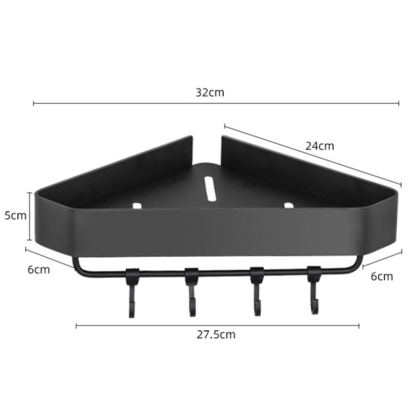 Toilet og badeværelseshylde, gratis perforeret trekant vægophæng, hjørneopbevaringsshylde (blå med 4 kroge)