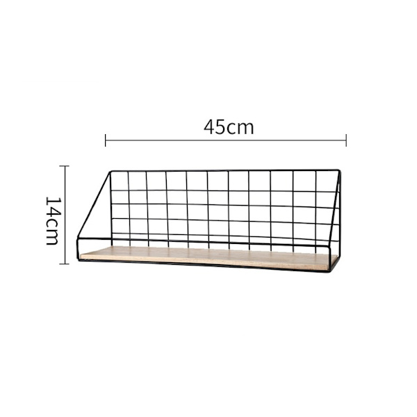 Trævægshylder til opbevaring (ingen hegn sort stor 45*14cm)