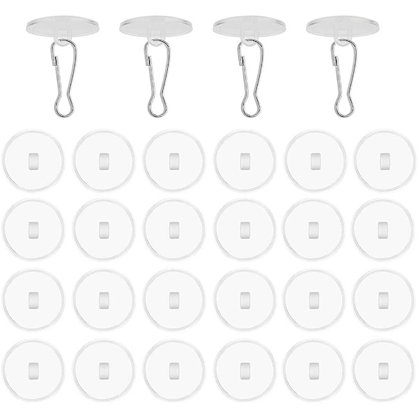 30 kpl läpinäkyvät itseliimautuvat kattokoukut ilman porausta Kattokoukut lipputankoklipsillä Koristekoukut tuulikellojen, olohuoneen ripustamiseen