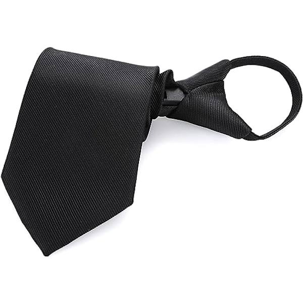 Svart slips for menn til gutter, klips på slips, ensfarget uniform, forhåndsinnstilt slips for konfirmasjon, bryllup, mann