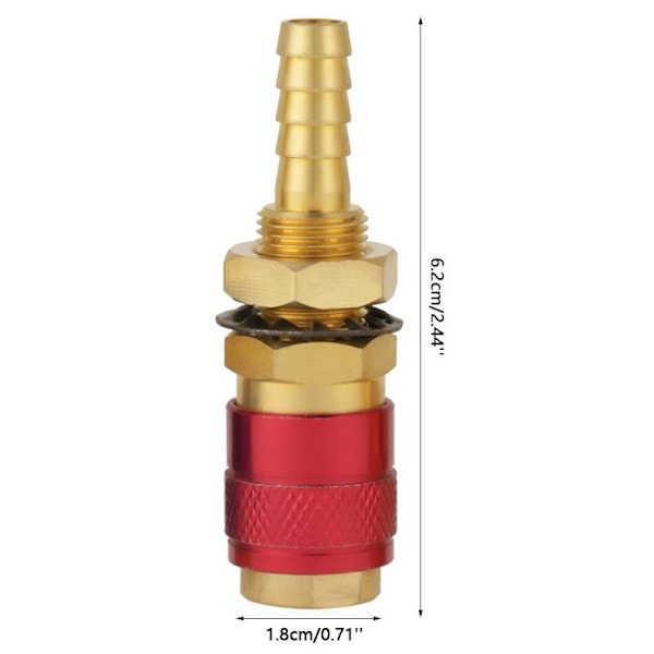 Hurtigkoblinger, 2 stk. 8 mm gas- og vand-hurtigkobling, ilt-hurtigkobling, TIG-fitting, vandkølet adapter til MIG TIG-svejsebrænder