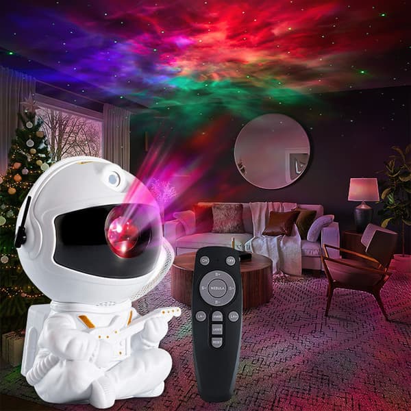 Astronaut Galaxy Star Projector Starry Night Light, Night Light with Nebula, 360° Rotation and Remote Control, Bedroom and Ceiling Projector（White +