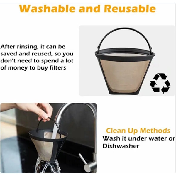 2 stycken återanvändbara kaffefilter permanenta kaffefilter kaffefilter