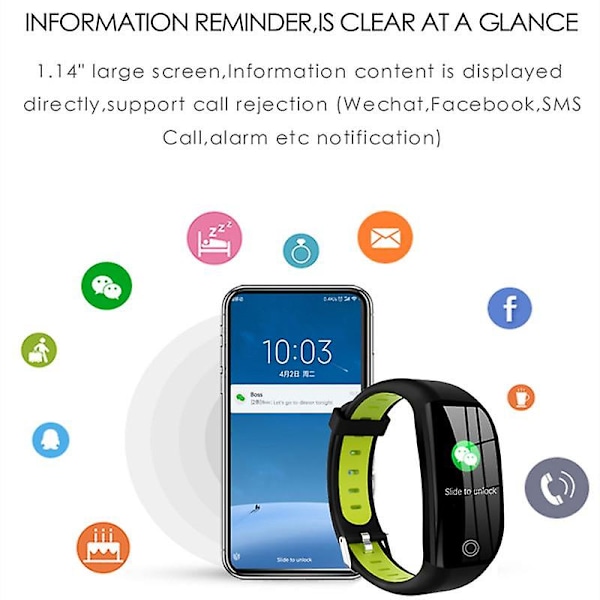 Fitness Smartklokke Bluetooth Aktivitetstracker Med Hjertefrekvens Oksygen Blodtrykk Monitor