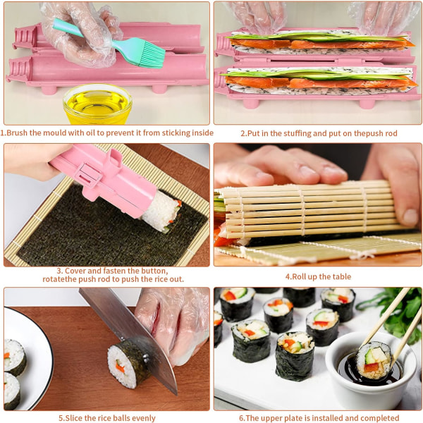 Sushi Maker Kit, Sushi Maker Roll, Sushi Bazooka, Sushi Maker, Sushi Maker, Sushi Molds for Beginners, with Bamboo Mat and Cloth, Kitchen Accessorie