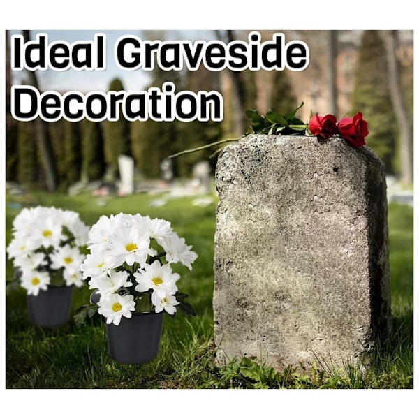 Sett med 2 urnevaser med plastlokk - Ideell urnedekorasjon for friske eller kunstige blomster - Svart lokk