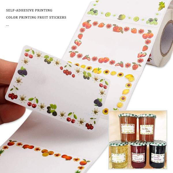 1 rulle/250 stk. krukkeetiketter, fødevare-fryseetiketter selvklæbende marmeladeglasetiketter 5 x 3 cm etiket