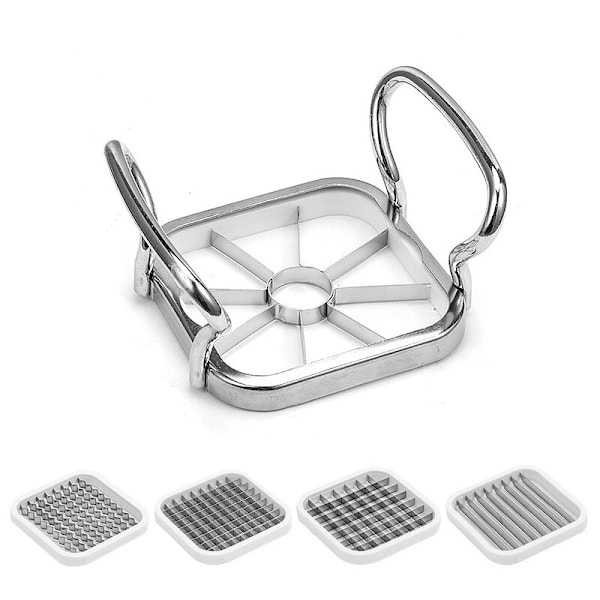 Potatisskärare, 5-i-1 potatisskärare i rostfritt stål, hackare, tillverkare, rostfritt stål äpplen skär päron