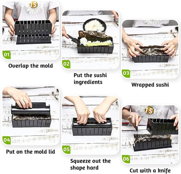 10 Stykker Sushiforme Sushi Forberedelseskit Sæt Risrullekit Sushi DIY