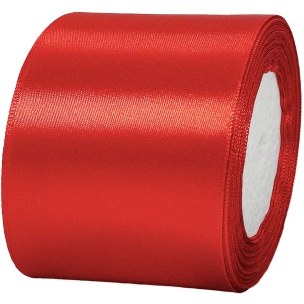 Rött satinband 75 mm X 22 m, presentband, syband, sidensatäng