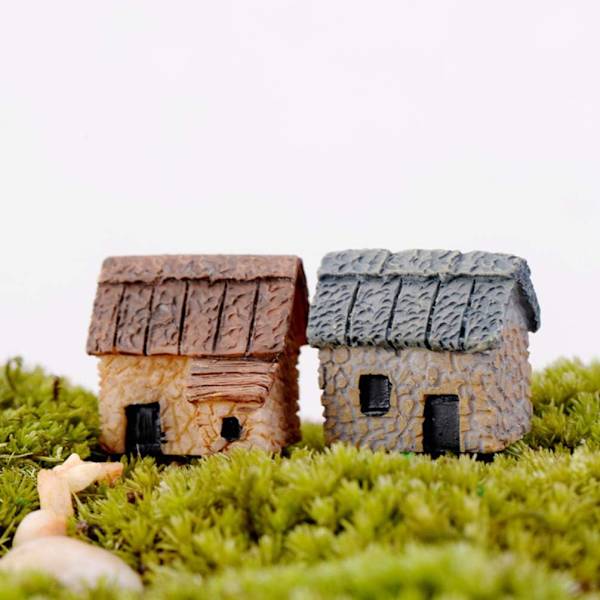 4 st miniatyrträdgårdslandskapsmikrobystenar Miniatyrhus Halmtakstugor DIY Bonsai Terrarium Hantverk Skrivbordsdekorationer Ac