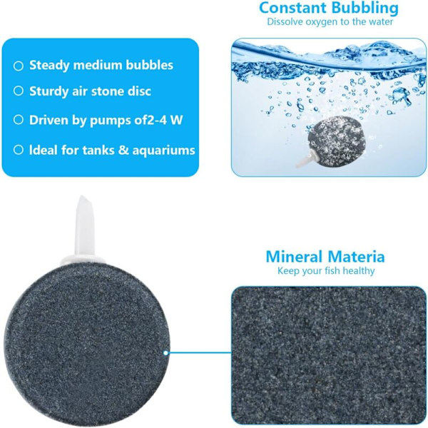 Stycken Akvarium Luftstenar - Dammsyrgassten - Akvarium Bubbel Syrediffusor - Nano Luftpump - med 1,5m Slang, 1 Sugkopp, 1 Backventil