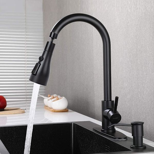 1 stk (svart) Svart kjøkkenkran-sprayer, 3 moduser kjøkkenkran-dyse, kjøkkenkran-sprayer, kranhode, kjøkkenkran-forlengelse