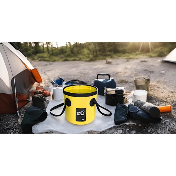 Vikbar Hink Vattenbehållare Portabel Hopfällbar Camping Tvättfat för Utomhusresor Vandring Fiske Biltvätt Trädgårdsarbete Camping (Gul, 20L)