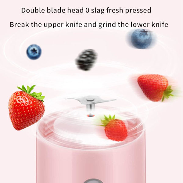 Bærbar Blender, 500ml Personlig Mini Flaske Blender Rejse Juicer Cup Mixer, Smoothie Blender Maker USB Genopladelig Rejse Håndholdt Frugt Juicer f