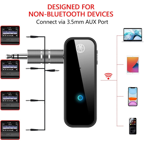 （59,5*22*12mm）Bluetooth-bil Bluetooth-mottakeradapter Jack Bluetooth5.0 Bluetooth-sender, Bluetooth-adapter Aux 3,5 mm bærbar trådløs for TV