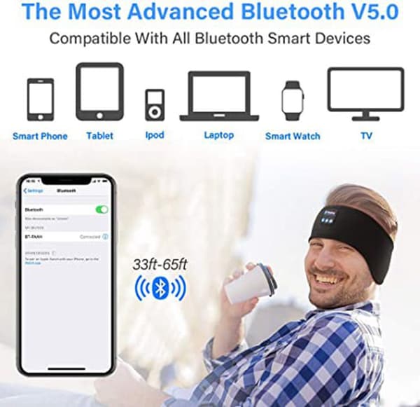Bluetooth Sleep Headband - Indbyggede HD Stereo Højttalere, Ultra-Bløde Trådløse Hovedtelefoner til Søvn, Perfekt Gave til Ham/Hende