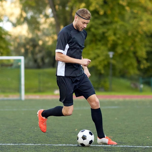 9 stycken halkfria elastiska sportpannband Elastiskt silikonpannband Fotboll Basketboll Fotboll Tennis Yoga Golf Sportpannband, Svart