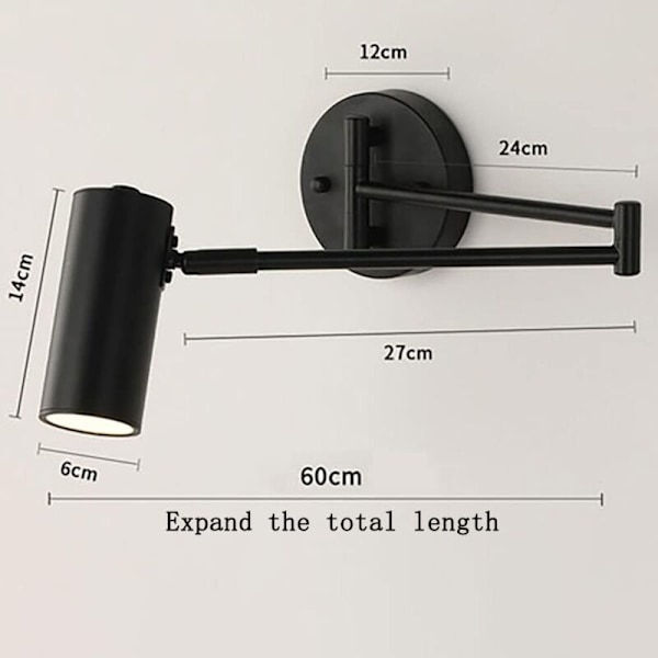 Inomhus Vägglampa Sänglampa, Vägglampa för Jämnt Ljus, Minimalistisk Justerbar Vägglampa med Borstad Finish, Dimbar LED-belysning för Sovrum, Hall, Vardagsrum