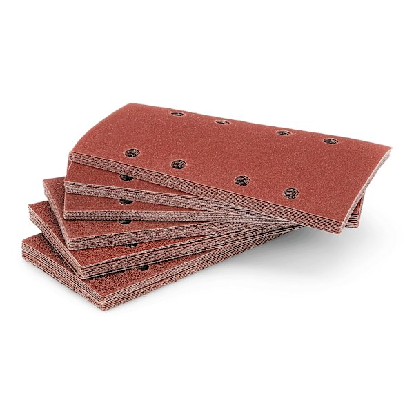 Set med 40 slippapper 93 x 190 mm / 10 x korn 60/80/120/240 / självhäftande / för oscillerande slipmaskin / sandpapper