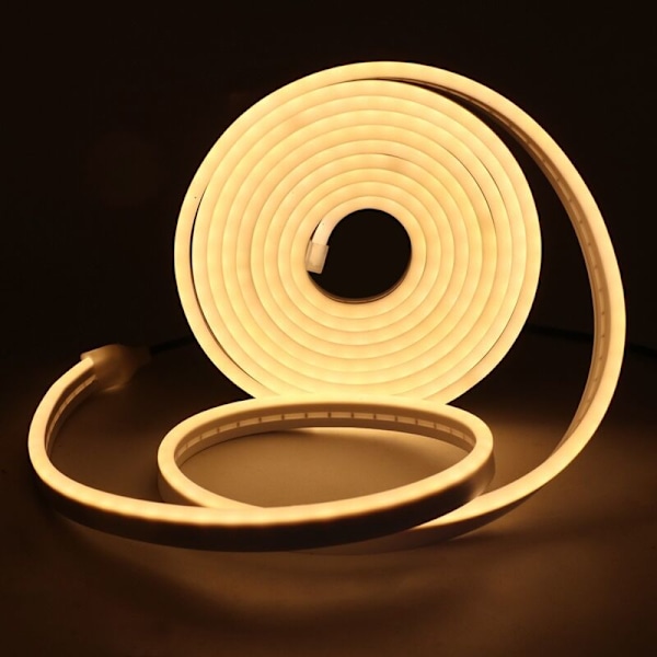 Neon LED-band 3M, 5V 3000K VIT LED MED LED-strip, Böjbar vattentät flexibel silikon LED-ljusremsa för inredning, sovrum, DIY-skyltar