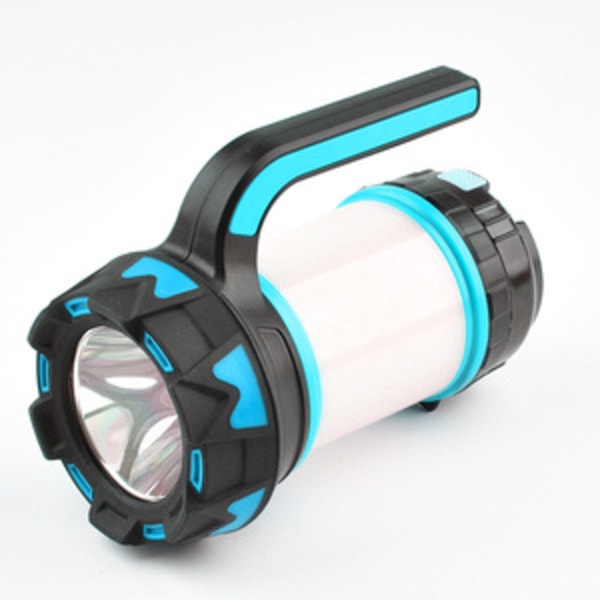 Blå-LED campinglykta Uppladdningsbar handhållen ficklampa 6 lägen Tältljus Multifunktionell Power Bank IPX4 Vattentät Spotlight USB kabel ingår