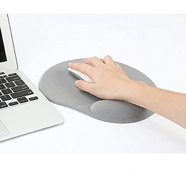(Grå) Musemåtte, behagelig og ergonomisk håndledsstøtte til bærbar computer, skrivebord, kontor, spil