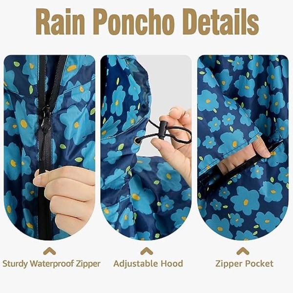 Vanntett, lett regnfrakk Pustende Ripstop-poncho med hette for utendørsaktiviteter
