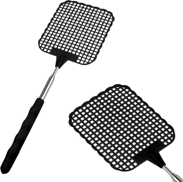 2 kappaleen teleskooppivarsi kärpäslätkät 26-72 cm pitkät Musta