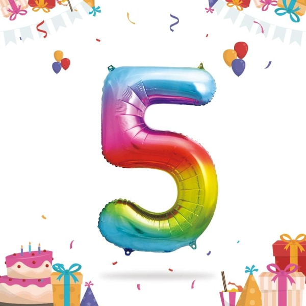 5. syntymäpäivän värikkäät ilmapallot - suuri numero 5 ilmapallo numero 5