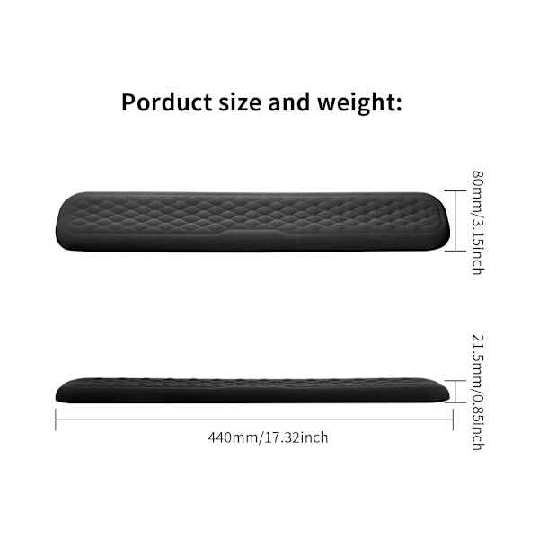 Tastatur og musehåndledsstøtte med polstret memory foam håndledsstøtte til kontor, computer, bærbar computer