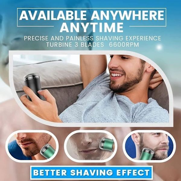 Mini-shave kannettava sähköparranajokone, Mini-shave pestävä sähköparranajokone, miesten mini taskukokoinen pyörivä partakone vihreä