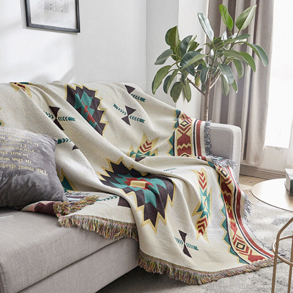 Amerikkalainen ruudullinen etninen ruudullinen sohva neulottu neulottu päällinen sokerijacquard-päällinen - 9090 cm