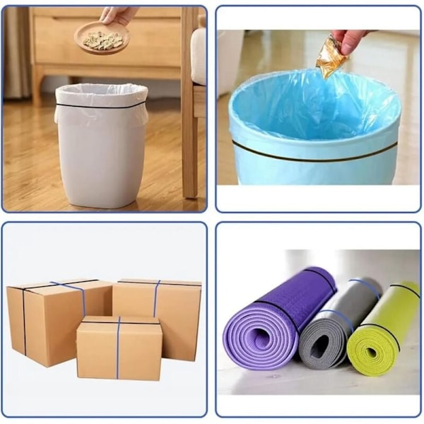 Sett med 9 elastiske bånd for søppelkasser, justerbare store gripbånd for søppelkasser fra 13 til 30 gallon for huset Kontoret (svart blå oliven)