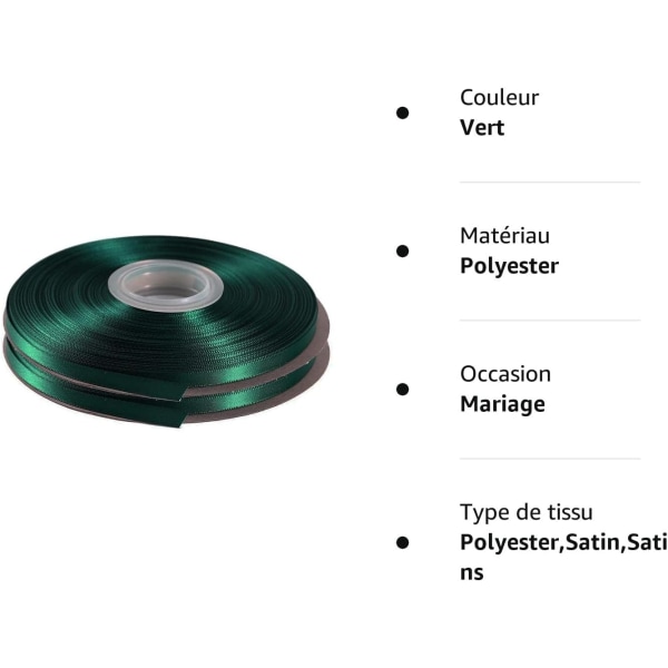 2 ruller 92 M satengbånd bredde 2 cm - Dekorasjon for blomster, gaver, bryllup, fester. (Bredde 2 cm, Grønn)